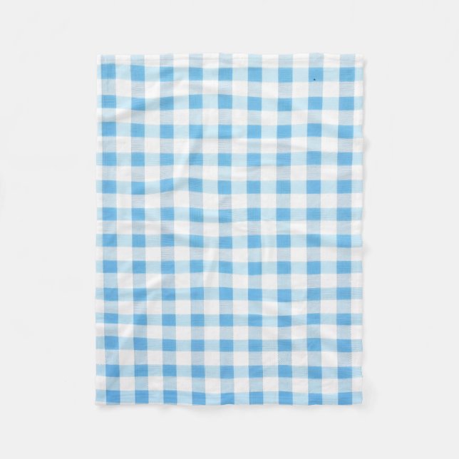 Couverture Polaire Gingham Bleu Bébé (Devant)