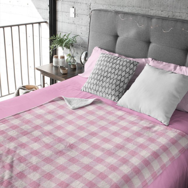 Couverture Polaire Gingham Rose Bébé (Créateur téléchargé)
