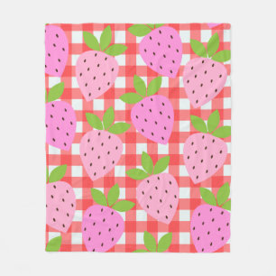 Couverture Polaire Gingham Rouge Fraise Rose Chambre de Filles Mignon