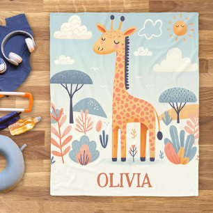 Couverture Polaire Girafe mignonne fantaisiste dans la savane