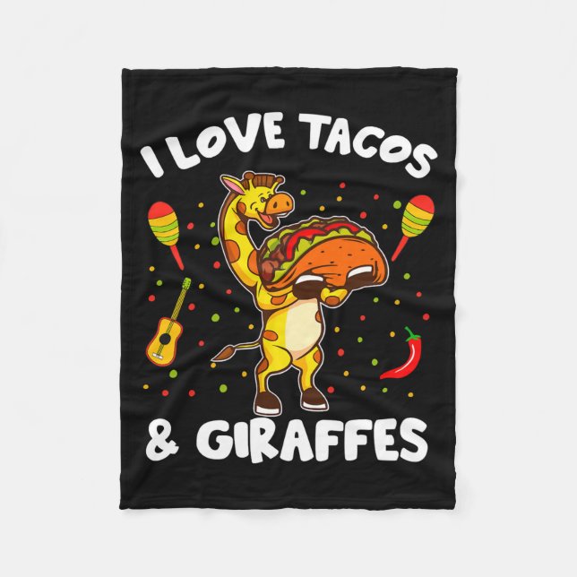 Couverture Polaire Giraffe Giraffes I Love Tacos And Giraffes Funny G (Devant)