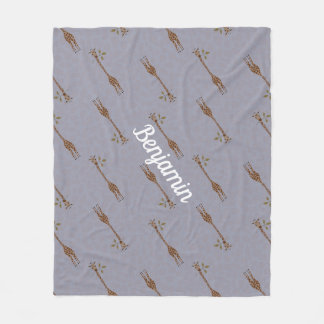 Couverture Polaire Giraffe Safari Nom personnalisé Blue Boy