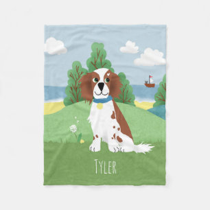 Couverture Polaire Girl Cute Springer Spaniel Dog and Name Kids