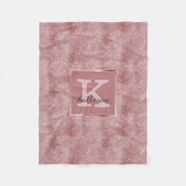 Couverture Polaire Girl Dusty Rose Gold Glam Diamond Nom (Devant)
