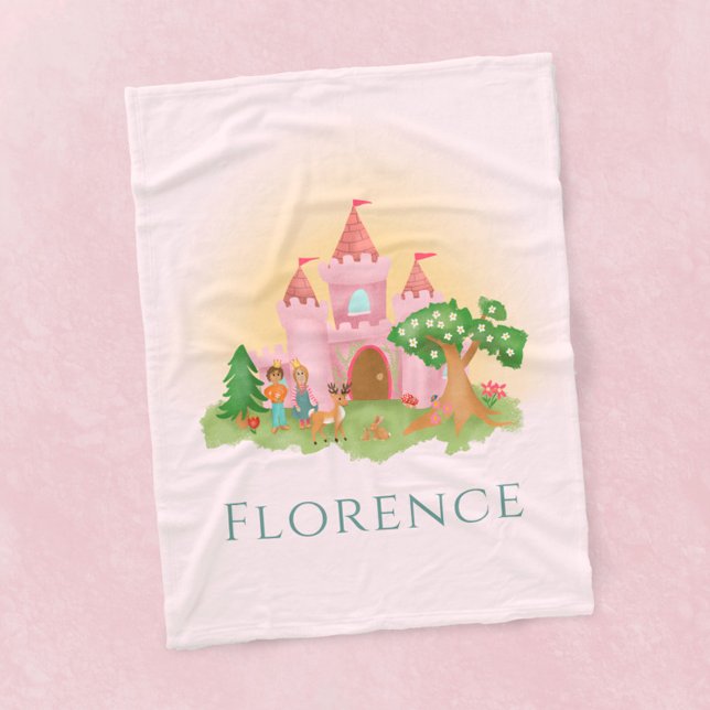 Couverture Polaire Girls mignonne rose Princess Castle Fairytale Enfa (Créateur téléchargé)