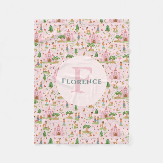 Couverture Polaire Girls Rose Princess Fairytale Story Enfants Monogr (Devant)
