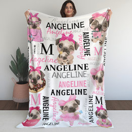 Couverture Polaire Girly Blush Pink Nom du collage Carlins mignons