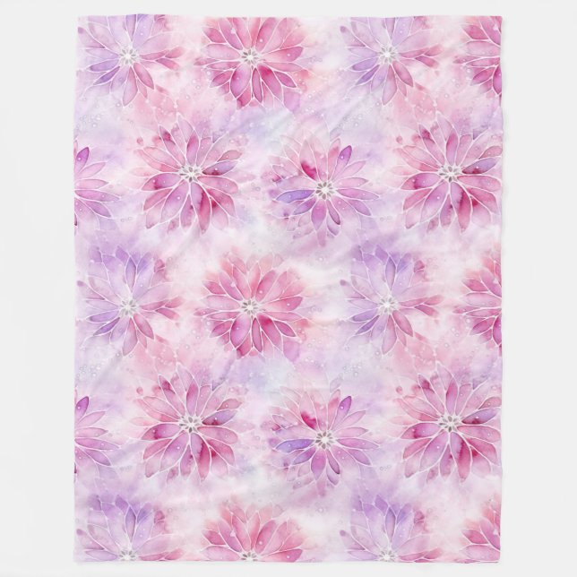 Couverture Polaire Girly Blush Rose Chic Lavande Floral   (Devant)