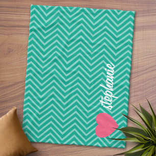 Couverture Polaire Girly Pink Heart and Trendy Chevrons Nom du script