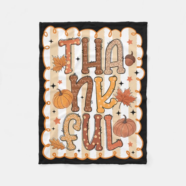Couverture Polaire Girly Thankful Thanksgiving Pumpkin Autumn Season  (Devant)