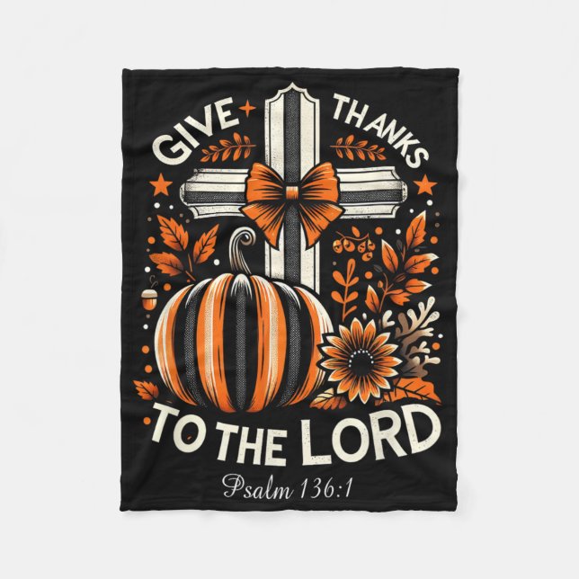 Couverture Polaire Givethanks To The Lord Fall Cross Christian Thanks (Devant)