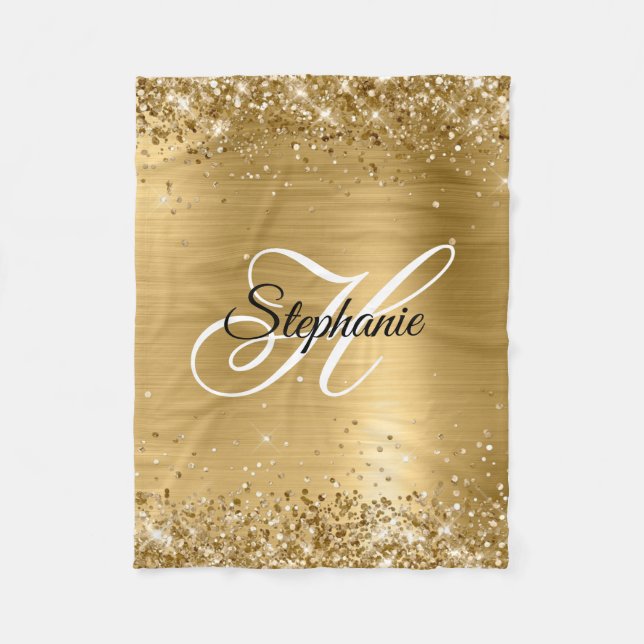 Couverture Polaire Glitterie or huile Fancy Monogramme (Devant)