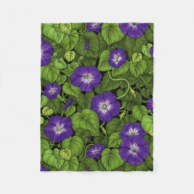 Couverture Polaire Gloire du matin en violet et vert (Devant)