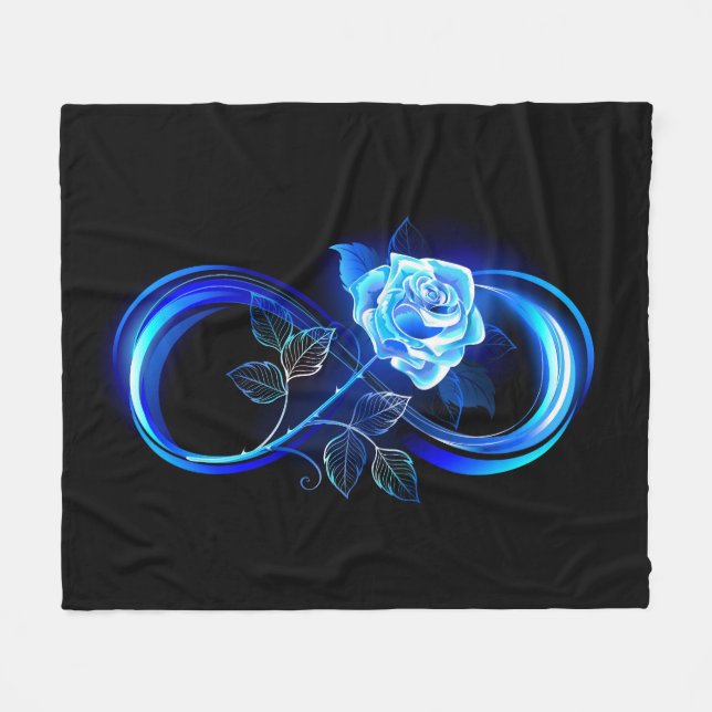 Couverture Polaire Glowing infinity with blue rose (Devant (Horizontal))