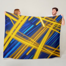 Glowing Neon Geometric Blue Yellow Dark Abstract