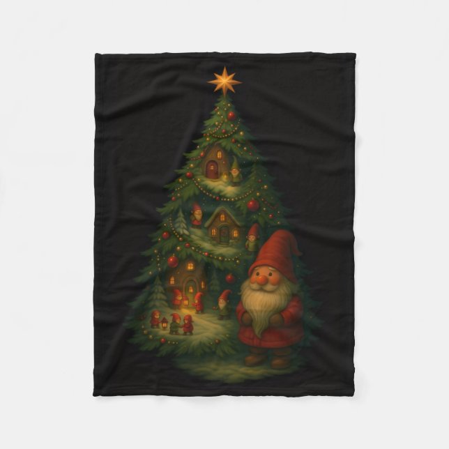 Couverture Polaire Gnome Christmas Tree Village Fleece Blanket – Cozy (Devant)
