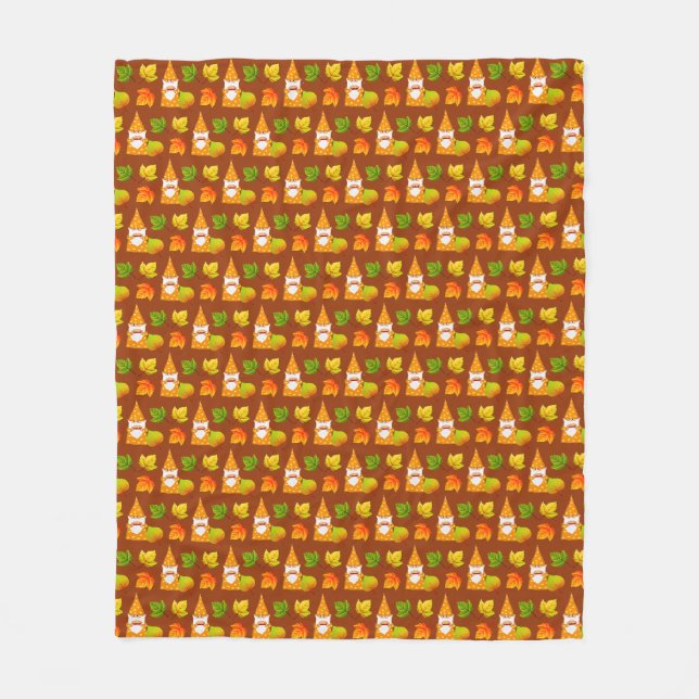 Couverture Polaire Gnome d'action de grâces et feuilles d'automne Bro (Devant)