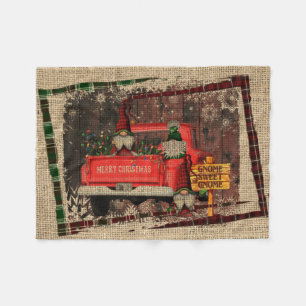 Couverture Polaire Gnome de Noël Gnome Sweet Gnome Red Truck Plaid Ru