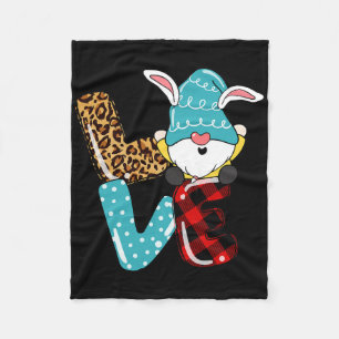Couverture Polaire Gnome de Pâques amour carreaux léopard Gnome de Pâ