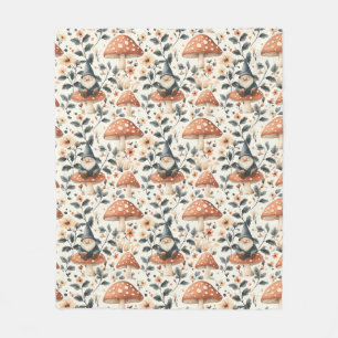 Couverture Polaire Gnome Fantaisiste et Forêt Enchantée de Champignon