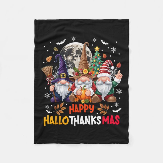 Couverture Polaire Gnome Hallothanksmas Halloween Thanksgiving Christ (Devant)
