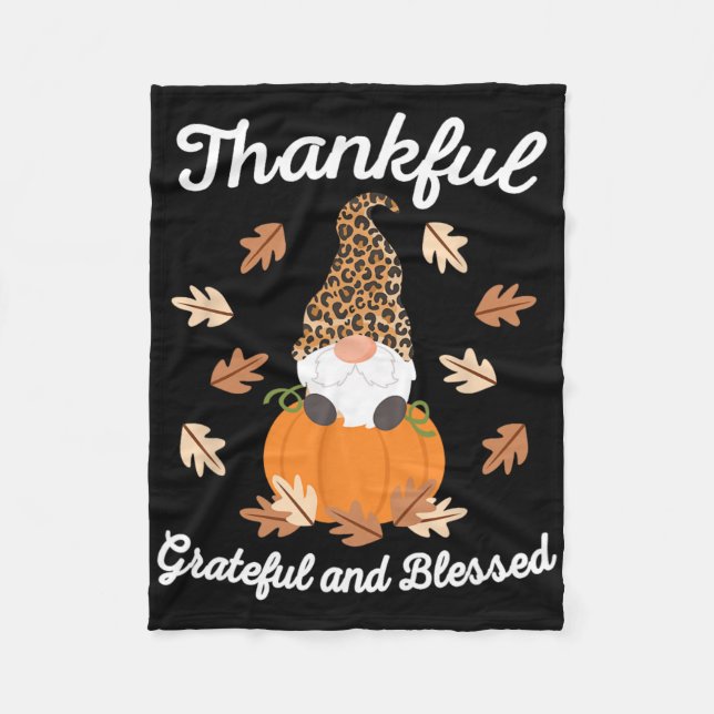 Couverture Polaire Gnome Léopard Gnome de Thanksgiving mignonne Chute (Devant)