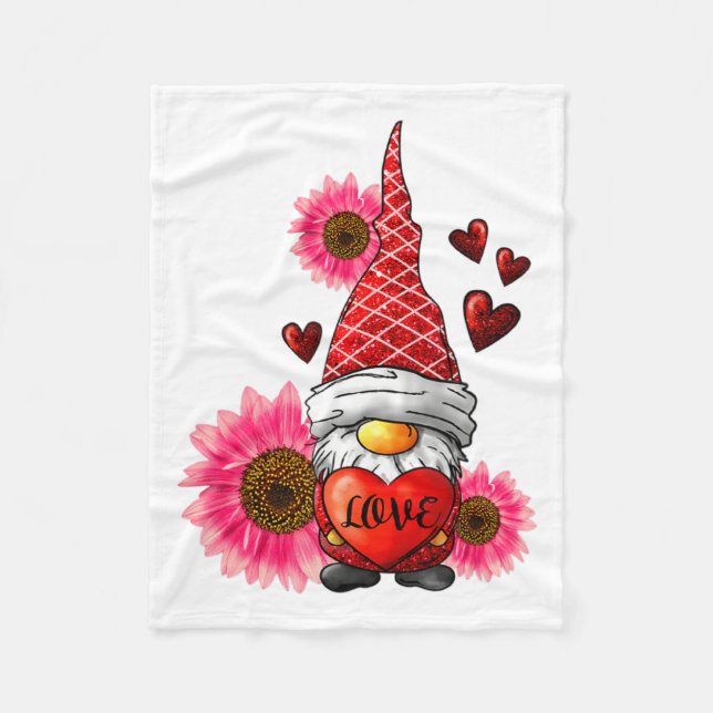 Couverture Polaire Gnome Valentines Day Cute Gnome Heart Leopard Sunf (Devant)