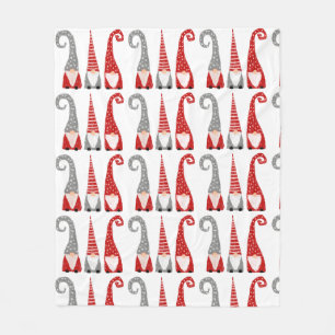 Couverture Polaire Gnomes de Noël modernes Nains Motif gris rouge