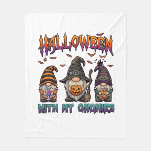 Couverture Polaire Gnomes d'Halloween Trois Gnomes Chapeau de Sorcièr