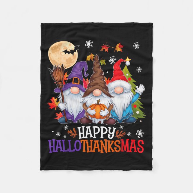 Couverture Polaire Gnomes Lover Halloween Merry Christmas Happy Hallo (Devant)
