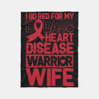 Couverture Polaire Go Red Heart Disease Awareness Bad Warrior Wife 