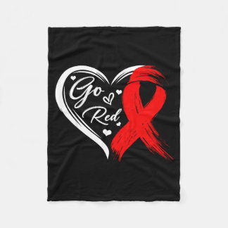 Couverture Polaire Go Red Heart Disease Awareness Red Ribbon Hearts M