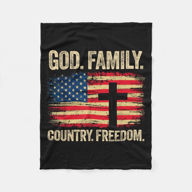 Couverture Polaire God Family Country Dom Usa Flag Cross  (Devant)