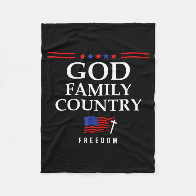 Couverture Polaire God Family Country Us Flag Christian Saying Dom Je (Devant)