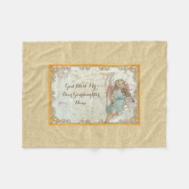 Couverture Polaire Godgirl Vintage Art Angel Personnalisé (Devant (Horizontal))