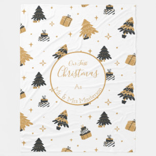Couverture Polaire Gold Black First Christmas Tree Motif Custom