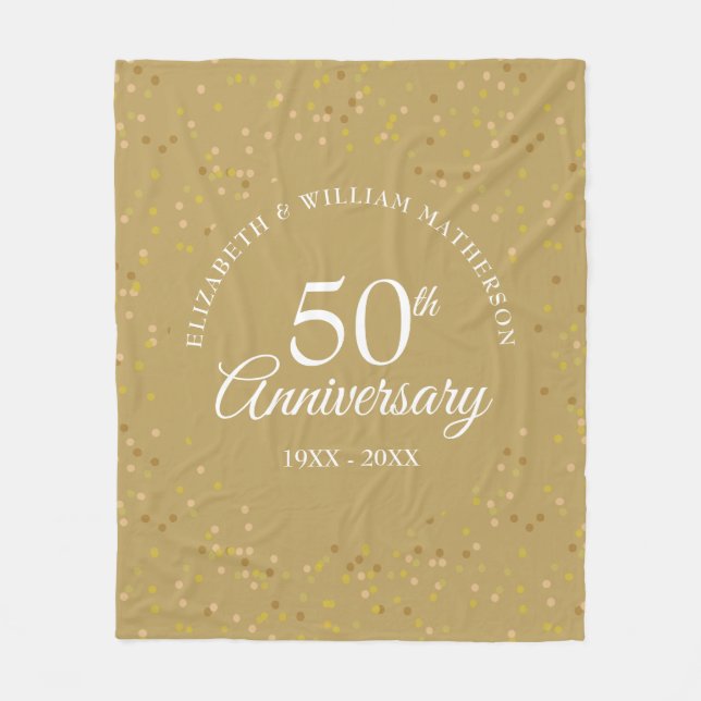 Couverture Polaire Gold Dust Confetti 50e Anniversaire Mariage d'or (Devant)