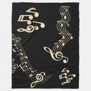 Couverture Polaire Gold Music Notes sur Black Medium