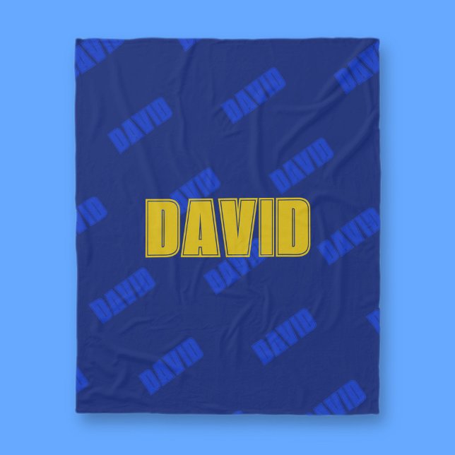 Couverture Polaire Gold Name & Repeating Blue Name sur Dark Navy Blue (Créateur téléchargé)