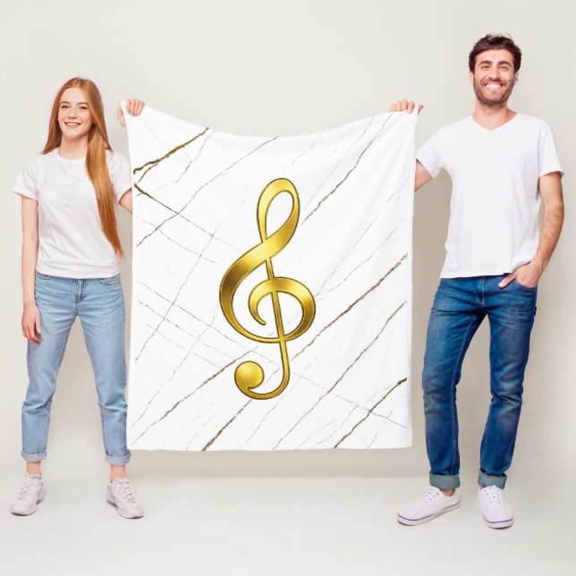 Couverture Polaire Gold Treble Clef Marble Home Decor (En situation)