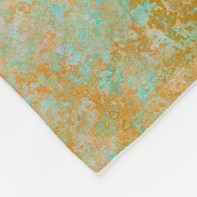 Couverture Polaire Gold & Turquoise Blue Patina Encre d'alcool Abstra (Coin)