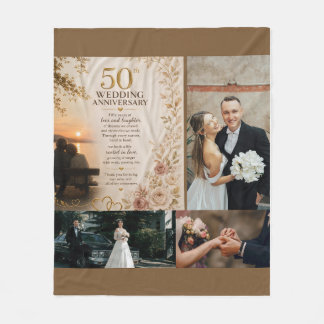 Couverture Polaire Golden Anniversary Photo Colage Fleece Blanket