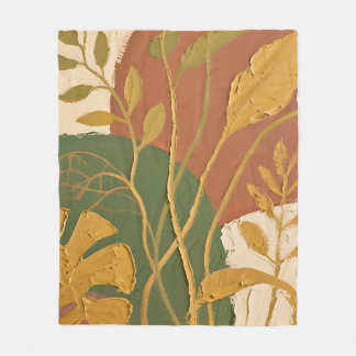 Couverture Polaire Golden Leaves Abstract