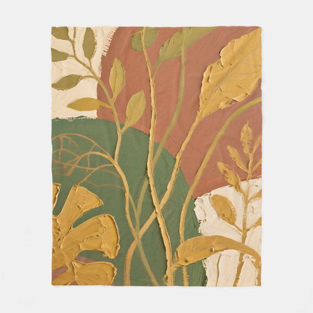 Couverture Polaire Golden Leaves Abstract (Devant)