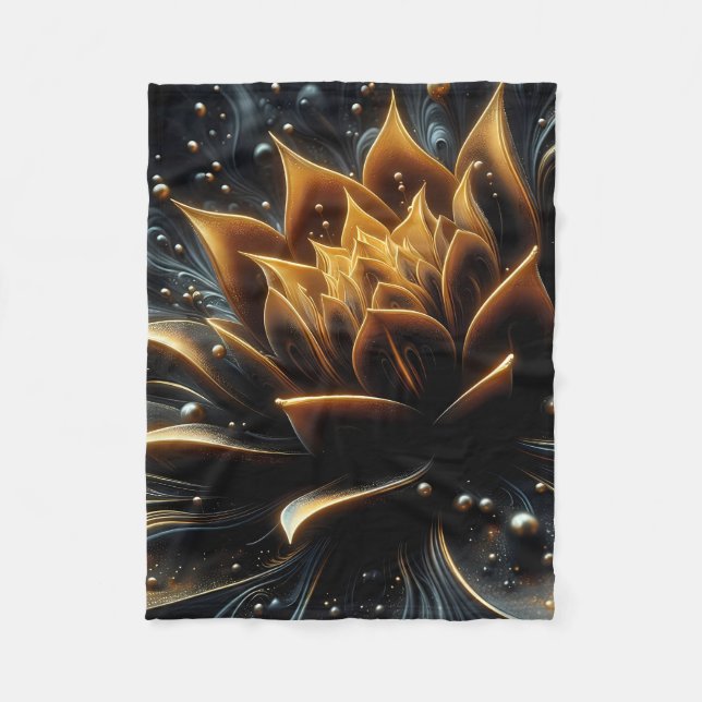 Couverture Polaire Golden Lotus Radiance - Conception mystique Abstra (Devant)
