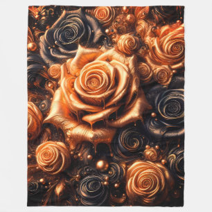 Couverture Polaire Golden Lotus Radiance - Conception mystique Abstra