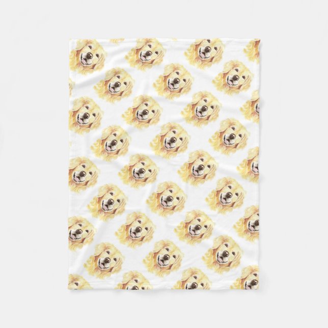 Couverture Polaire Golden Retriever Chien Animal animal Aquarelle (Devant)