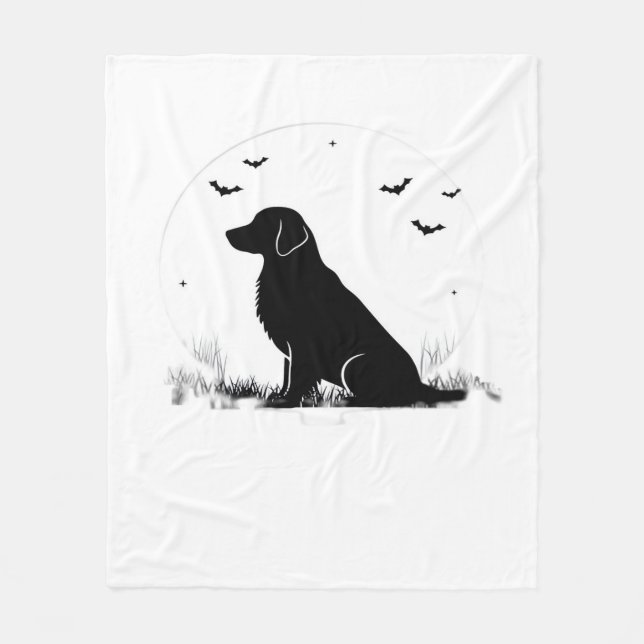 Couverture Polaire Golden Retriever Chien - Halloween Moon Silhouette (Devant)