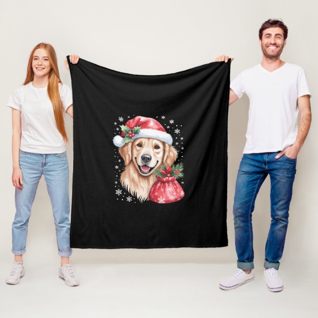 Couverture Polaire Golden Retriever Chien Noël Fête de Noël Light (En situation)