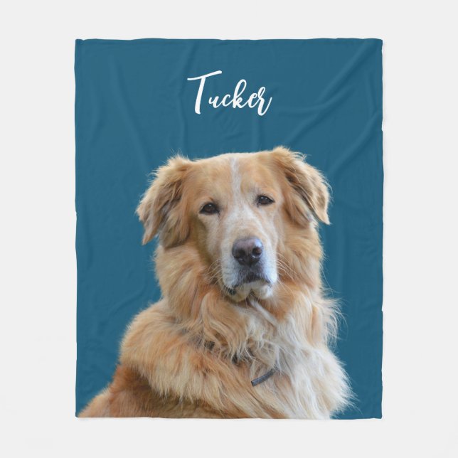 Couverture Polaire Golden Retriever Chien, Photo personnalisée, Nom,  (Devant)